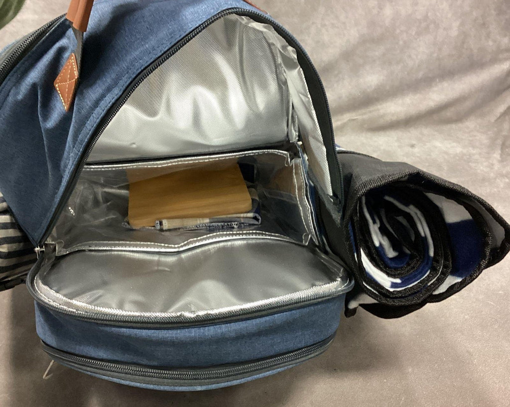 Sunflora Insulated All Season Blue Picnic Backpack for 4 Person