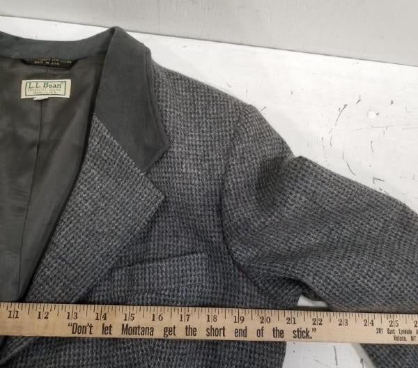 Vintage L.L.Bean Women's 14 Reg Gray Herringbone Wool Blazer