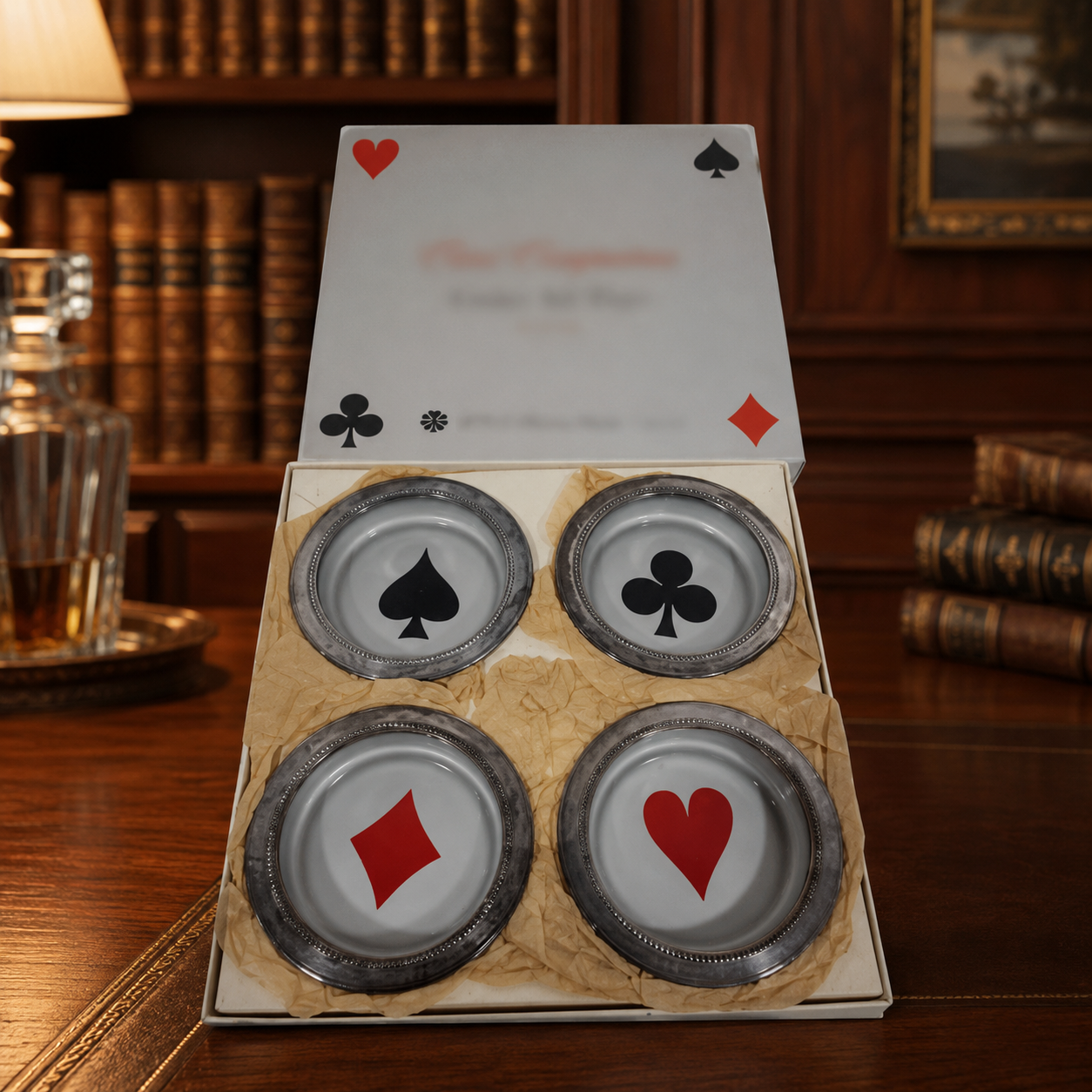 Blackinton Exclusive Silver Plated Card Suit Coaster Ash Trays