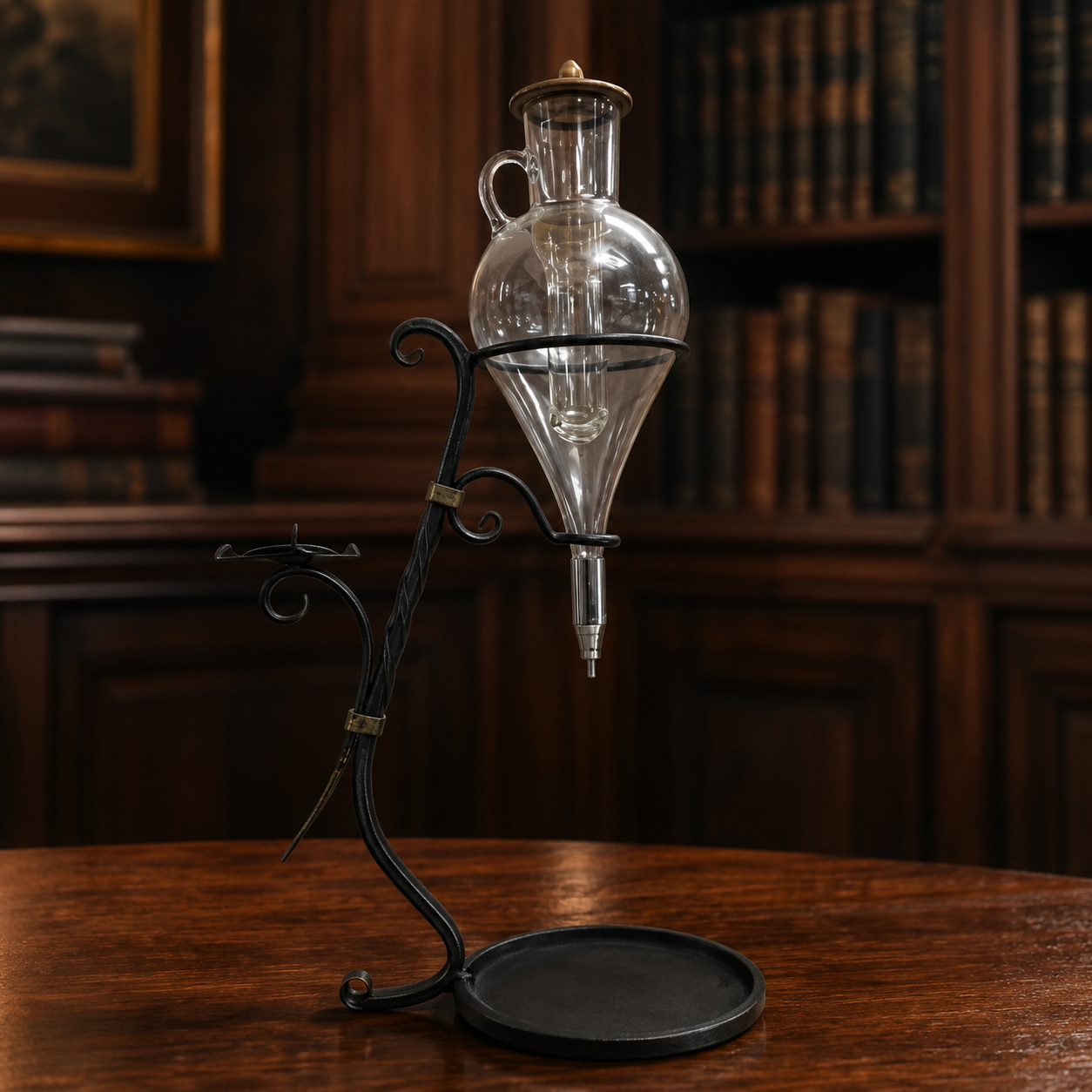 Vintage Metal Stand Glass Wine Decanter Dispenser