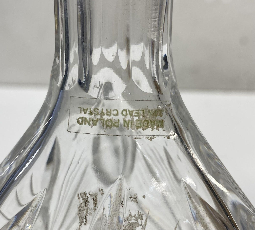 Crystal Glass Decanter, 8.5 Inch Tall Deep Cut Pinwheel Star Pattern