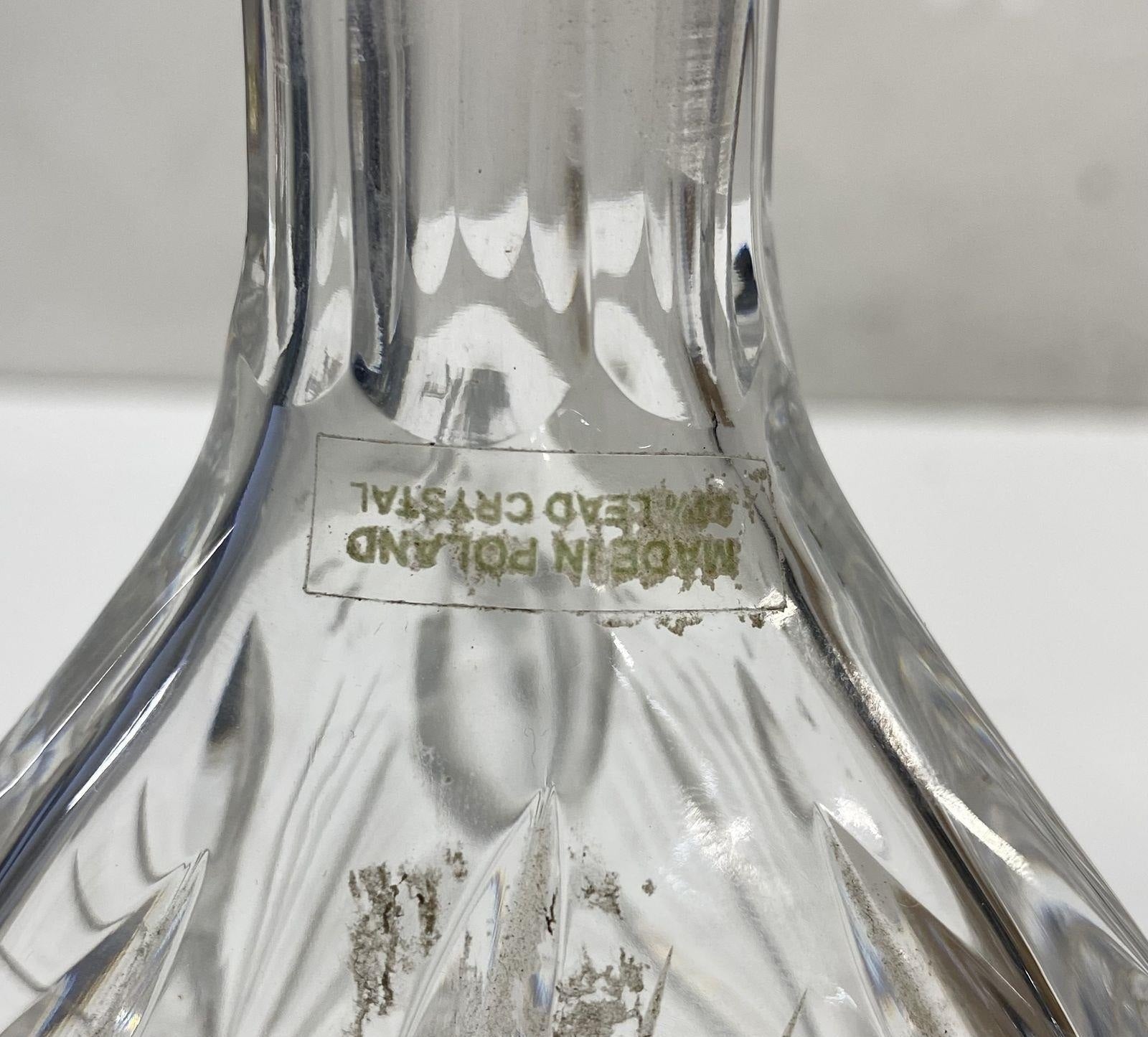 Crystal Glass Decanter, 8.5 Inch Tall Deep Cut Pinwheel Star Pattern