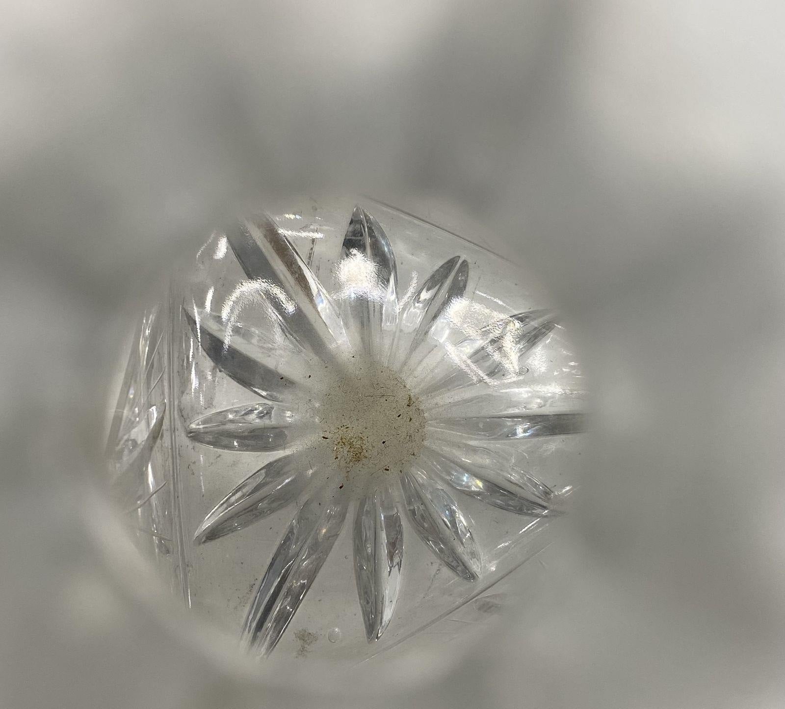 Crystal Glass Decanter, 8.5 Inch Tall Deep Cut Pinwheel Star Pattern