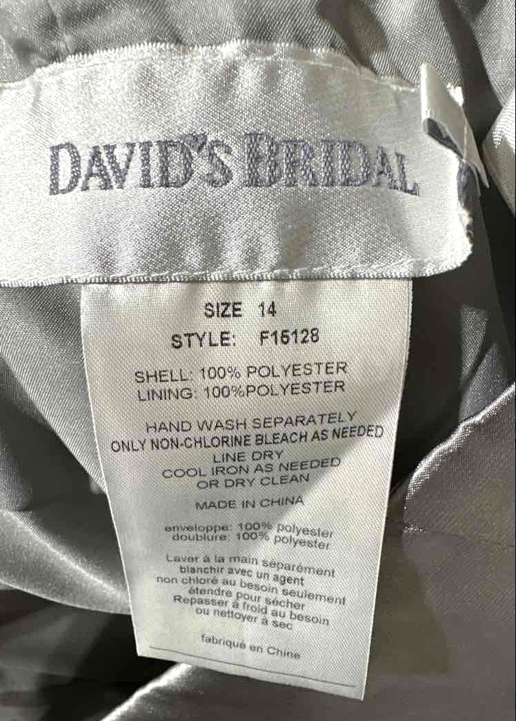 David’s Bridal Gray Satin Cocktail Dress Size 14, Short Bridesmaid Formal Dress