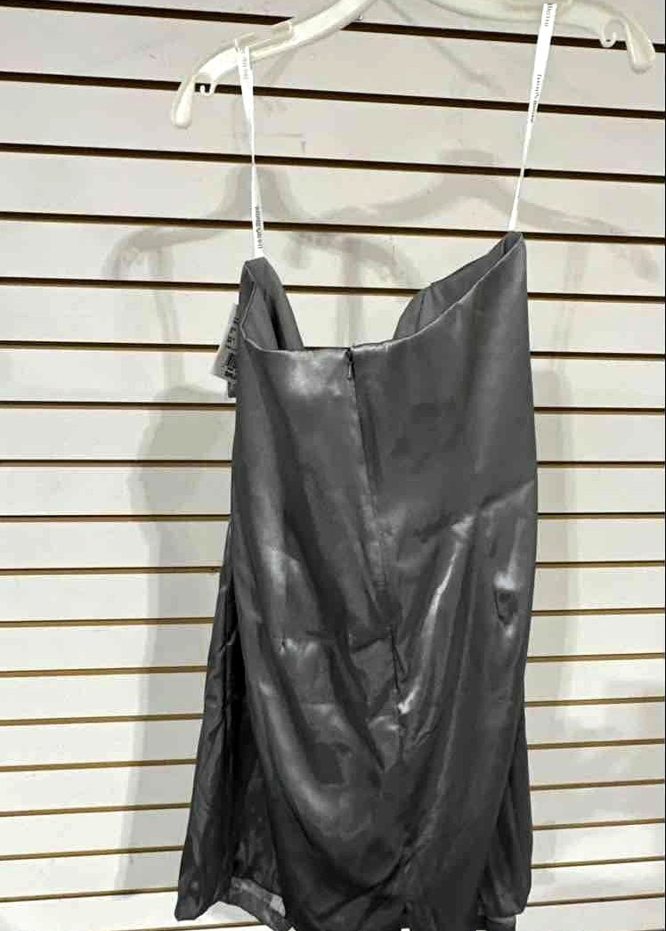 David’s Bridal Gray Satin Cocktail Dress Size 14, Short Bridesmaid Formal Dress