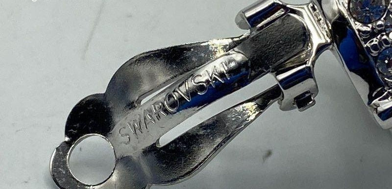 Swarovski Crystal Silver Tone Huggie Clip Earrings