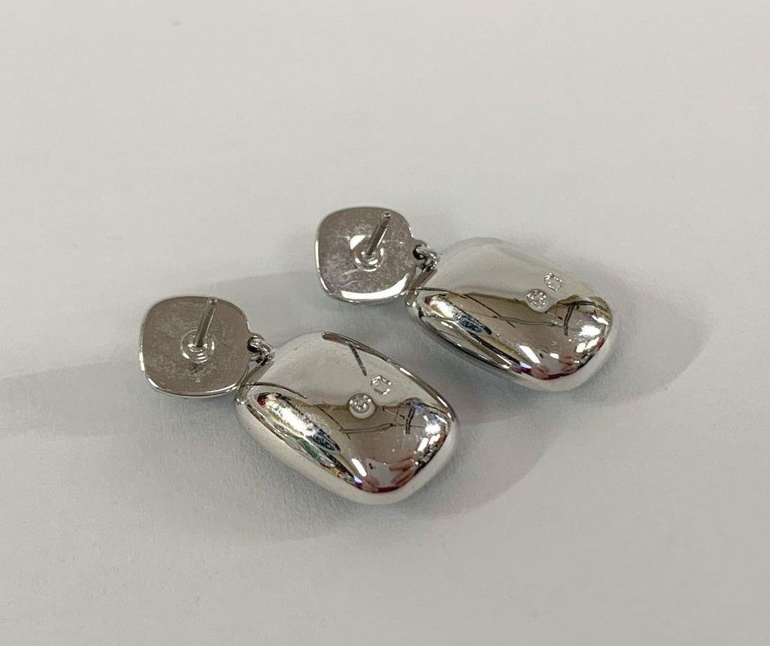 Swarovski Blue Crystal Silver Tone Drop Earrings