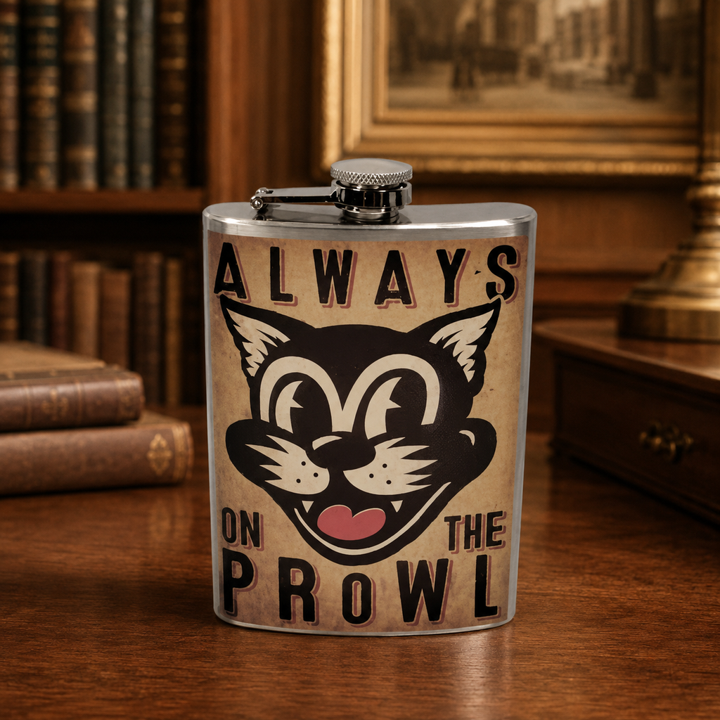 Trixie & Milo 8 oz Stainless Steel Flask - Always on the Prowl