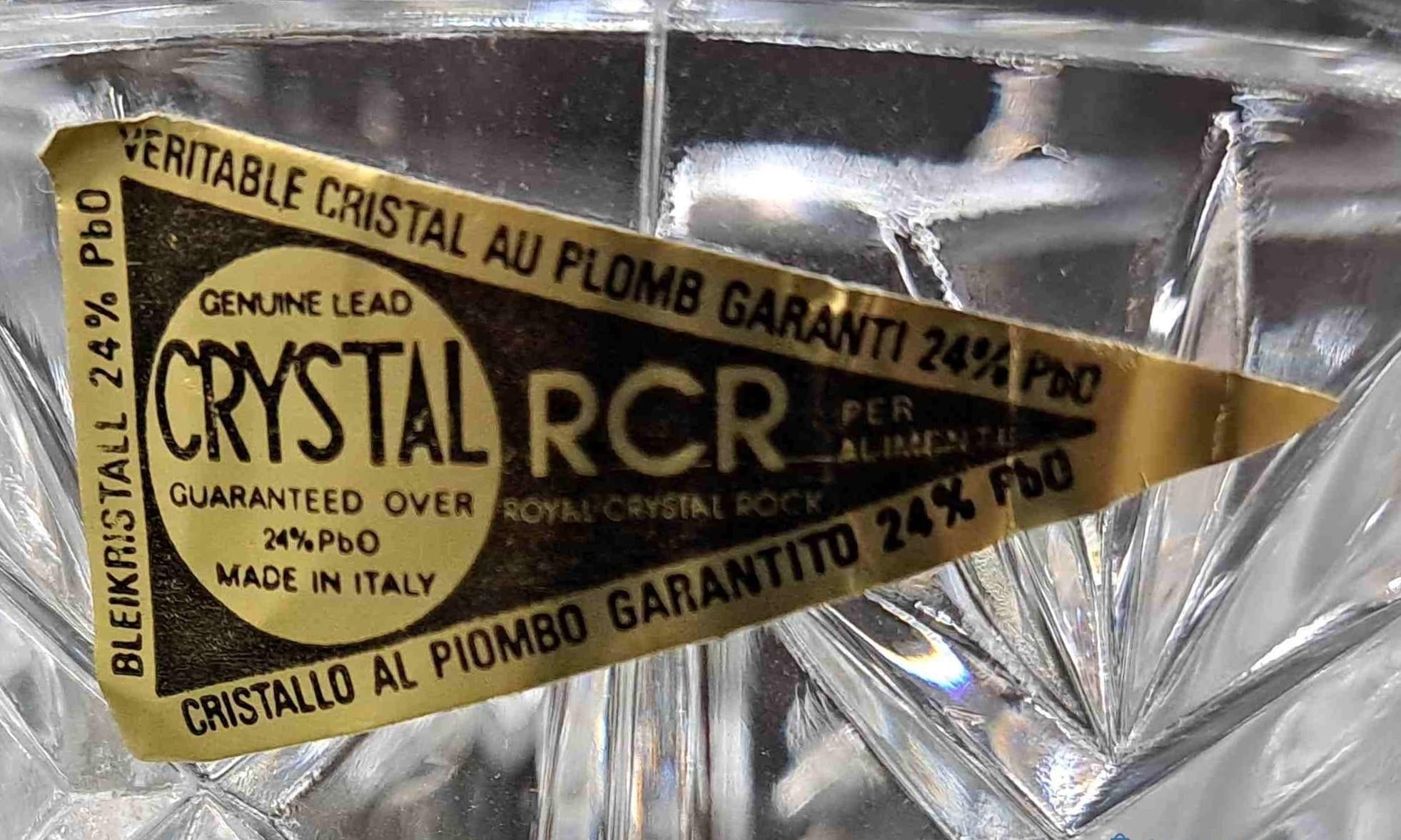 Set of 4 Italy RCR Royal Crystal Rock 24% Lead Crystal Wine Glasses and Cruet
