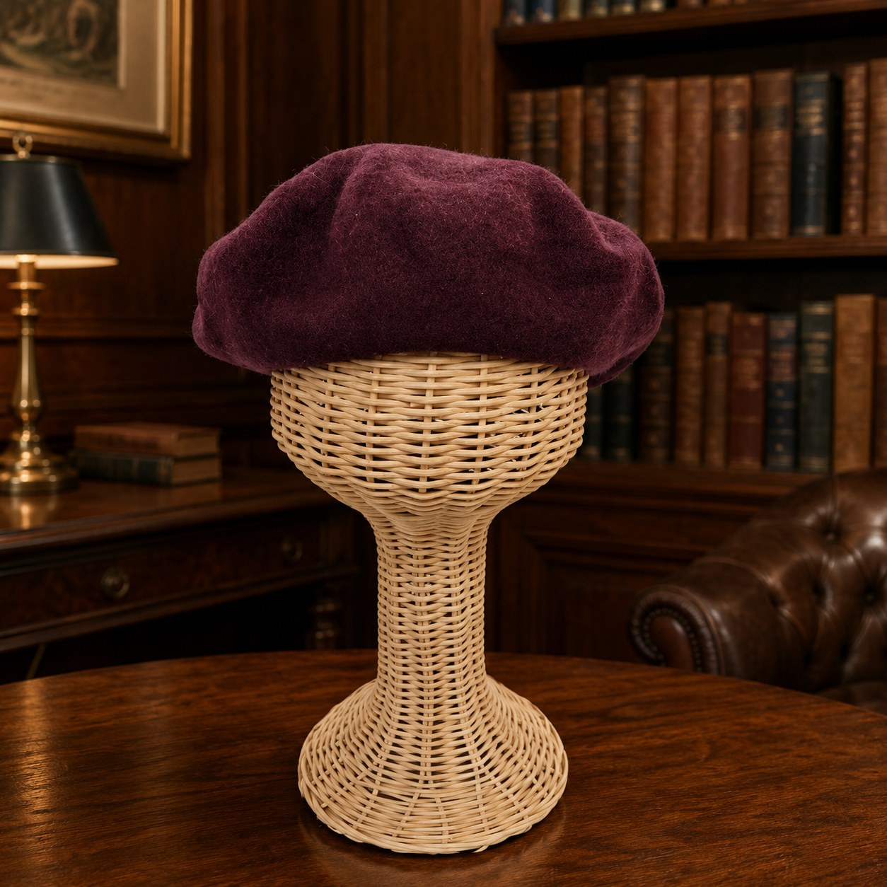 Frye Burgundy Wool Beret Hat