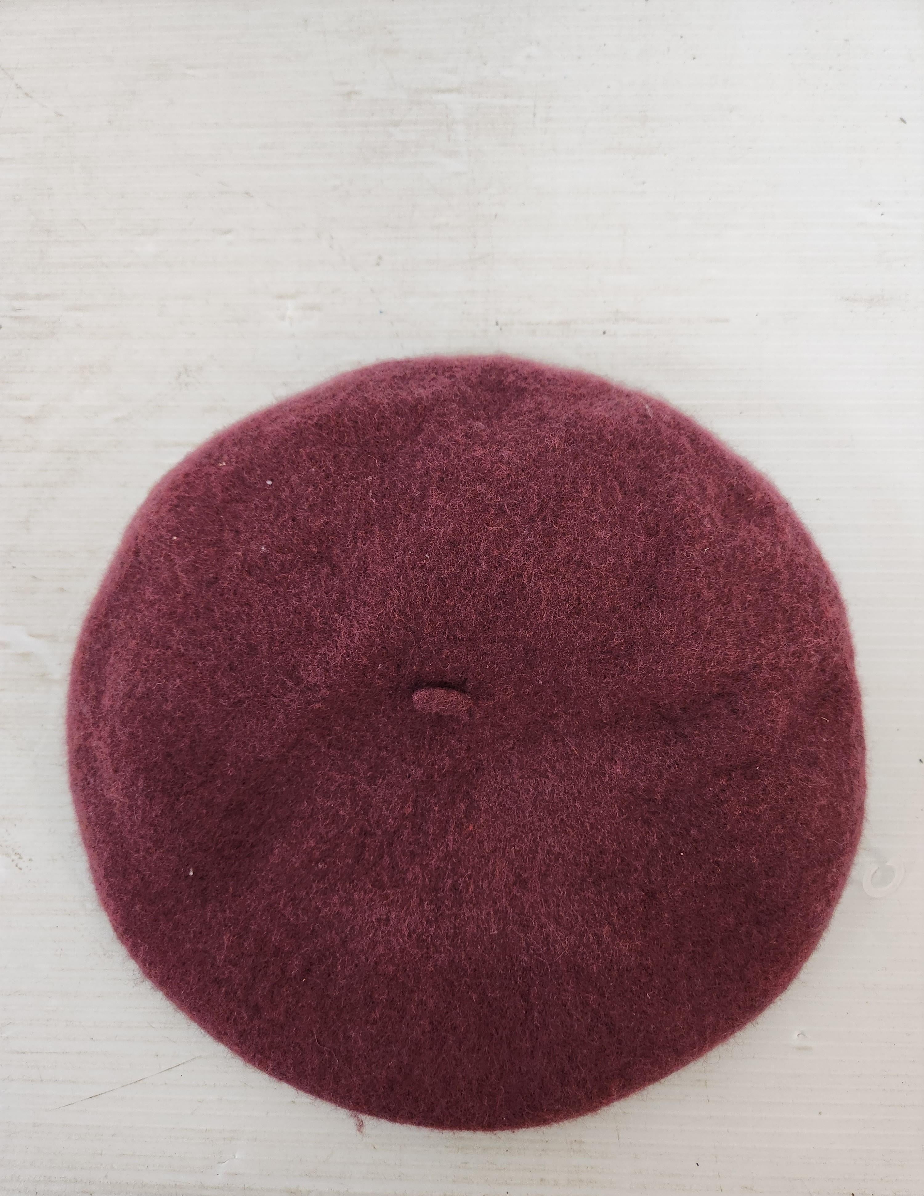 Frye Burgundy Wool Beret Hat
