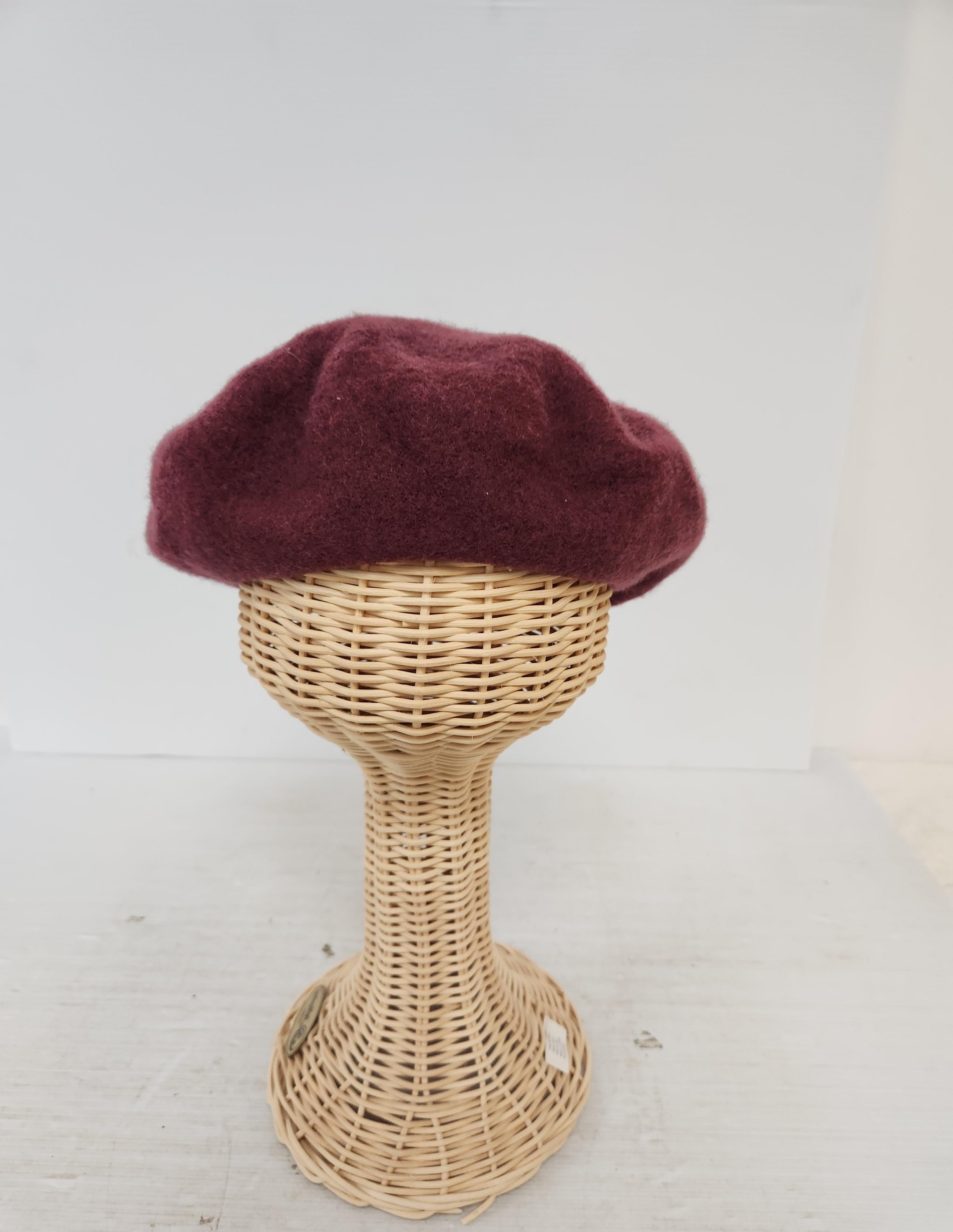 Frye Burgundy Wool Beret Hat