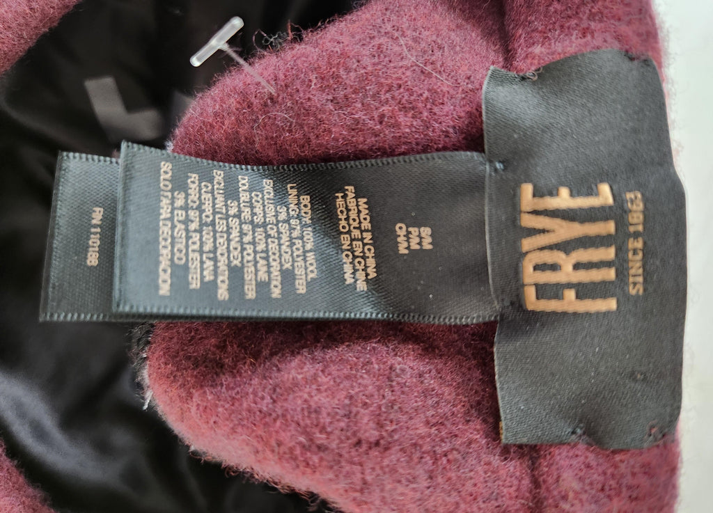 Frye Burgundy Wool Beret Hat