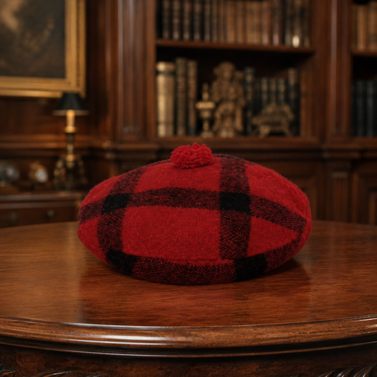 Vintage Brill Highlander Red Plaid Wool Tam O'Shanter Hat - Size M