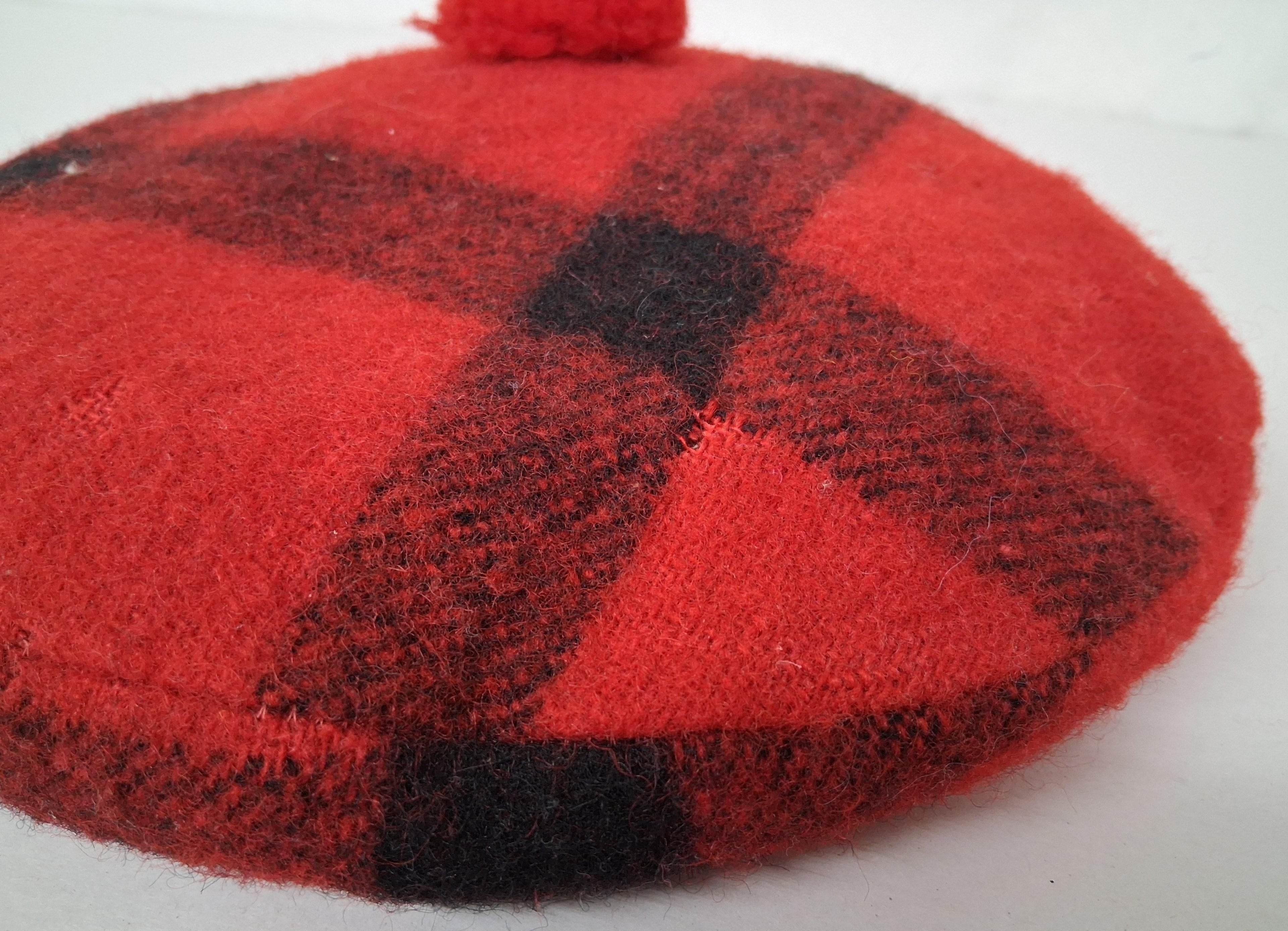 Vintage Brill Highlander Red Plaid Wool Tam O'Shanter Hat - Size M