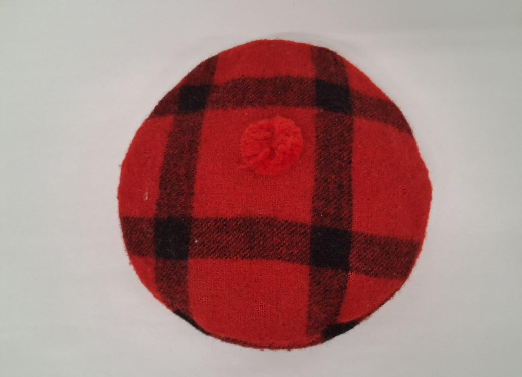 Vintage Brill Highlander Red Plaid Wool Tam O'Shanter Hat - Size M