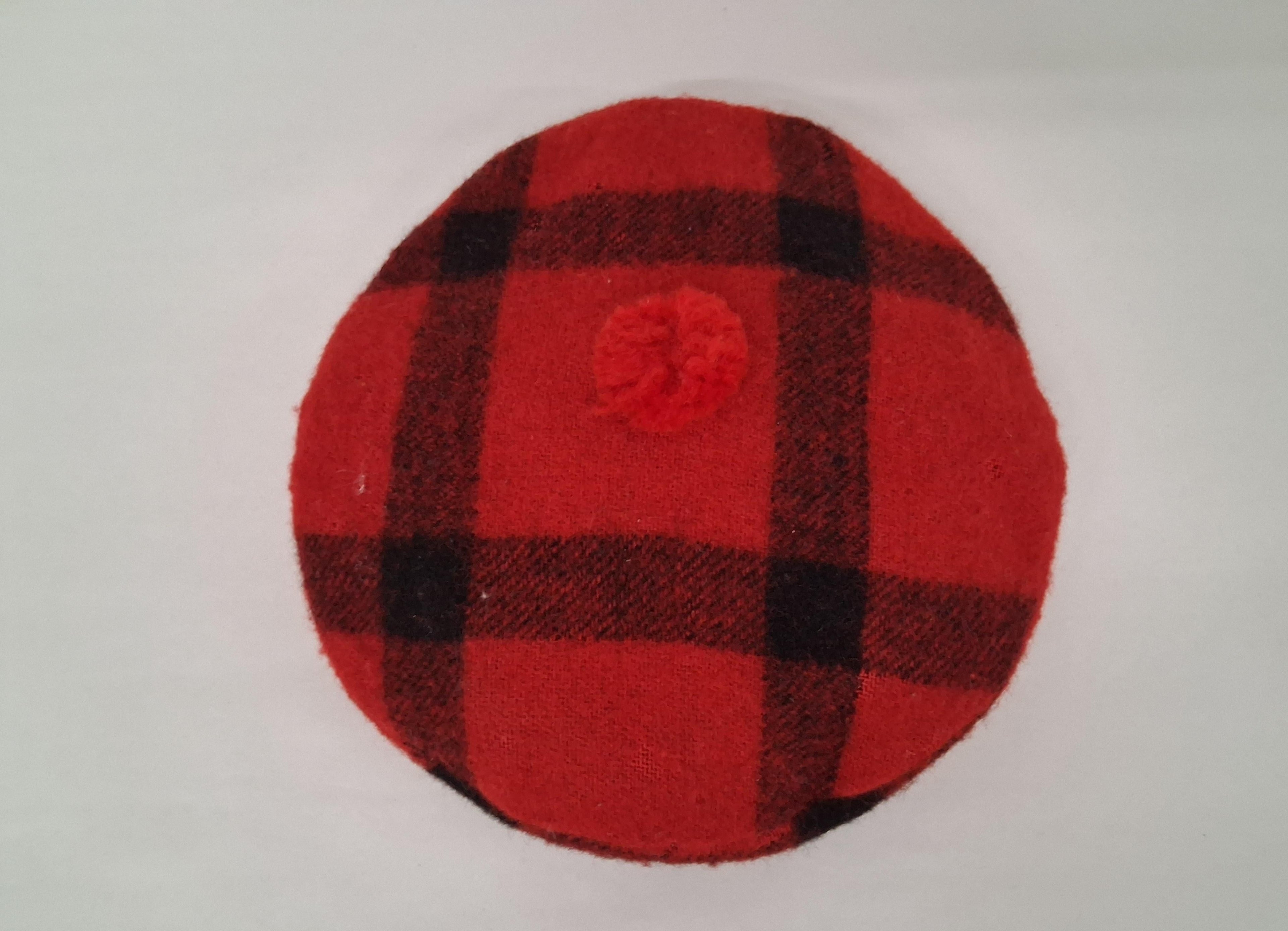 Vintage Brill Highlander Red Plaid Wool Tam O'Shanter Hat - Size M
