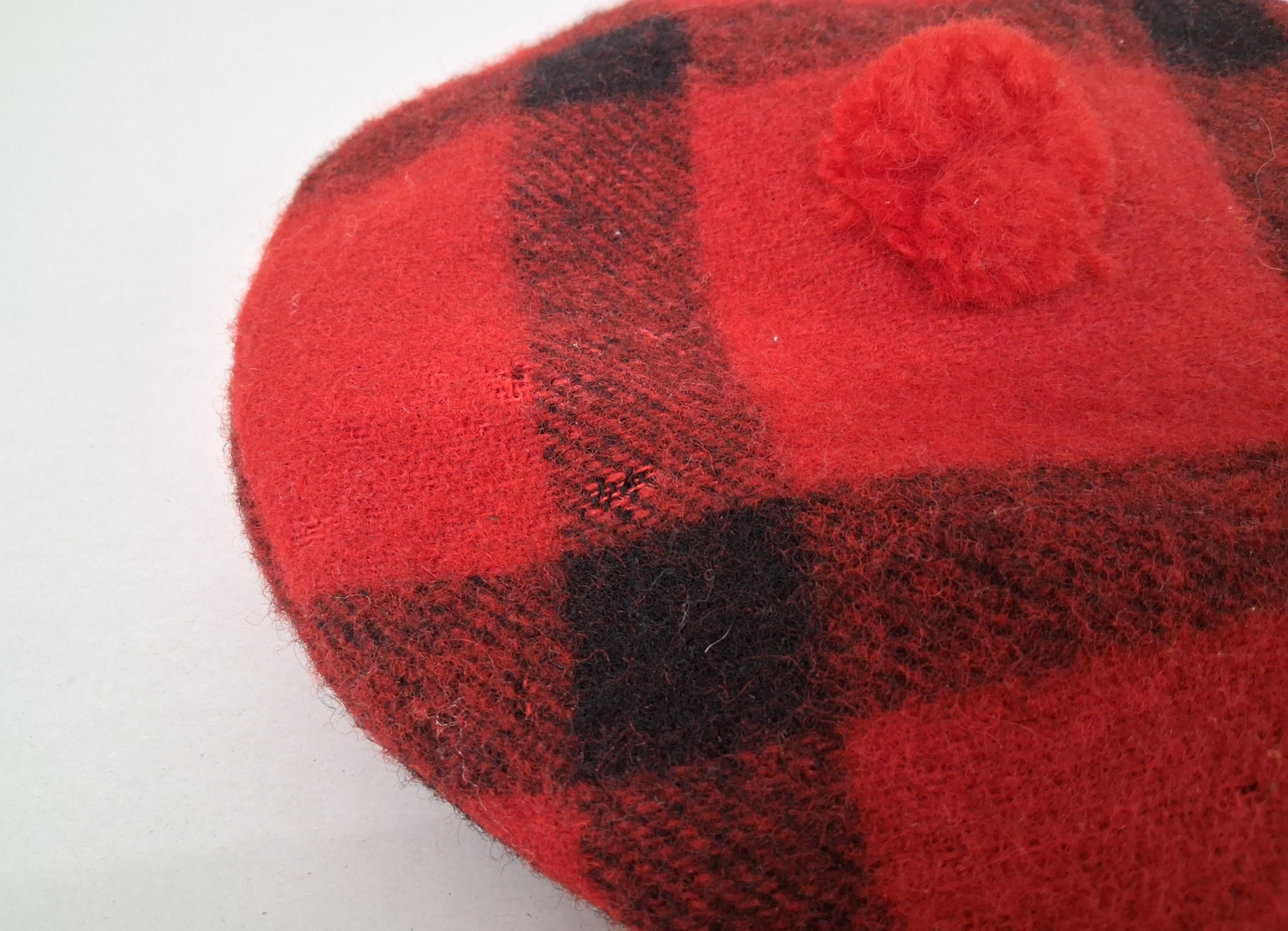 Vintage Brill Highlander Red Plaid Wool Tam O'Shanter Hat - Size M