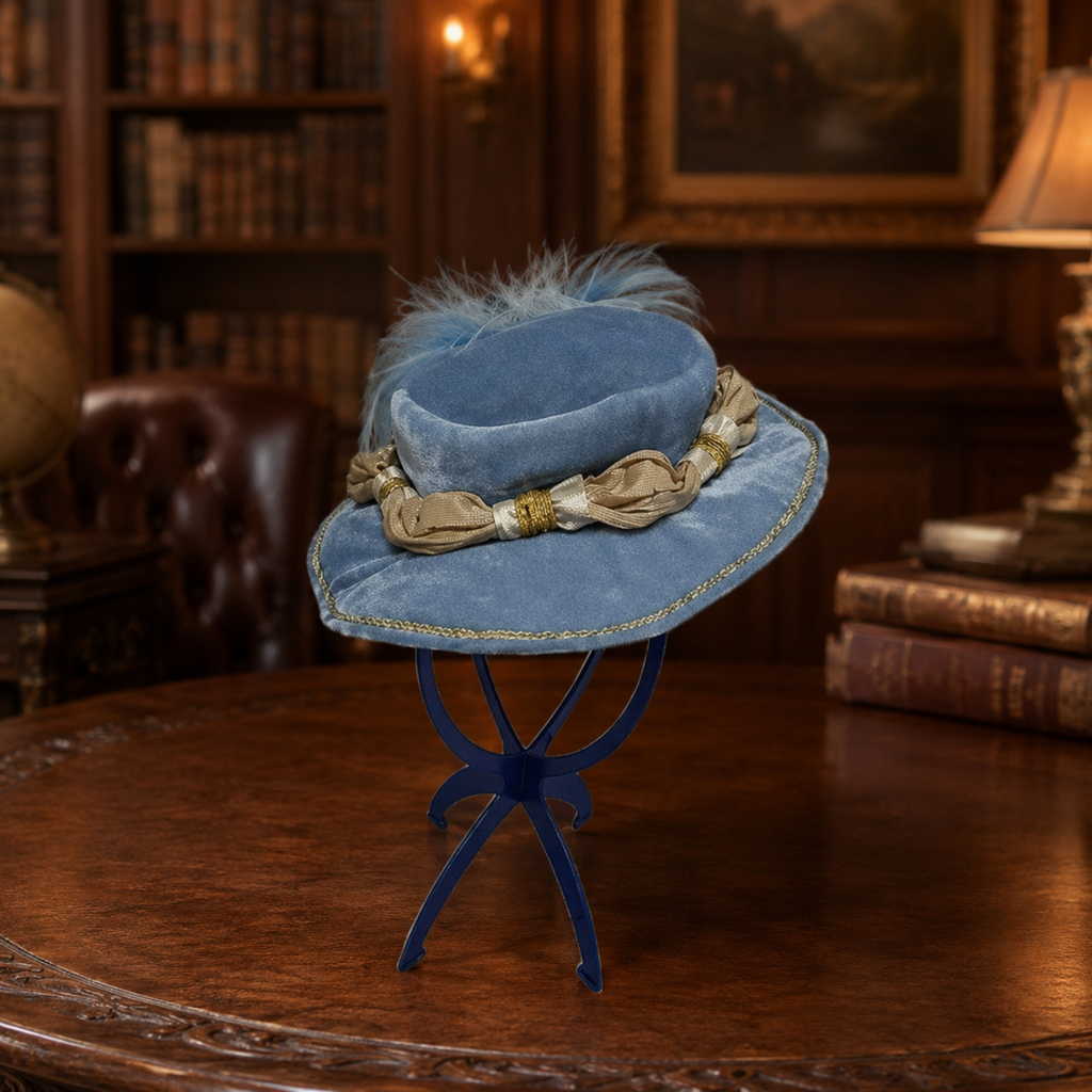 Paradise Blue and Gold Costume Hat with Feathers