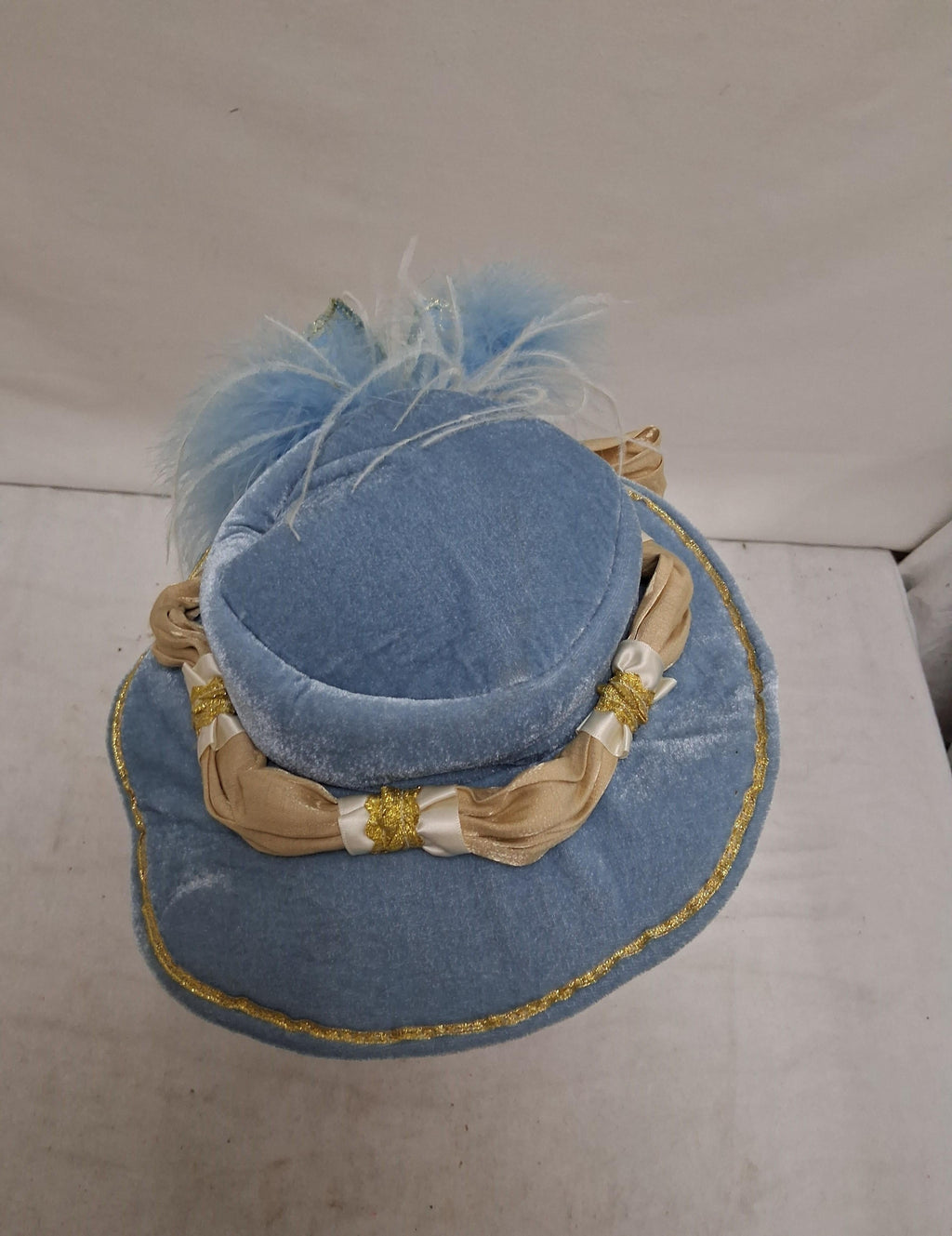 Paradise Blue and Gold Costume Hat with Feathers