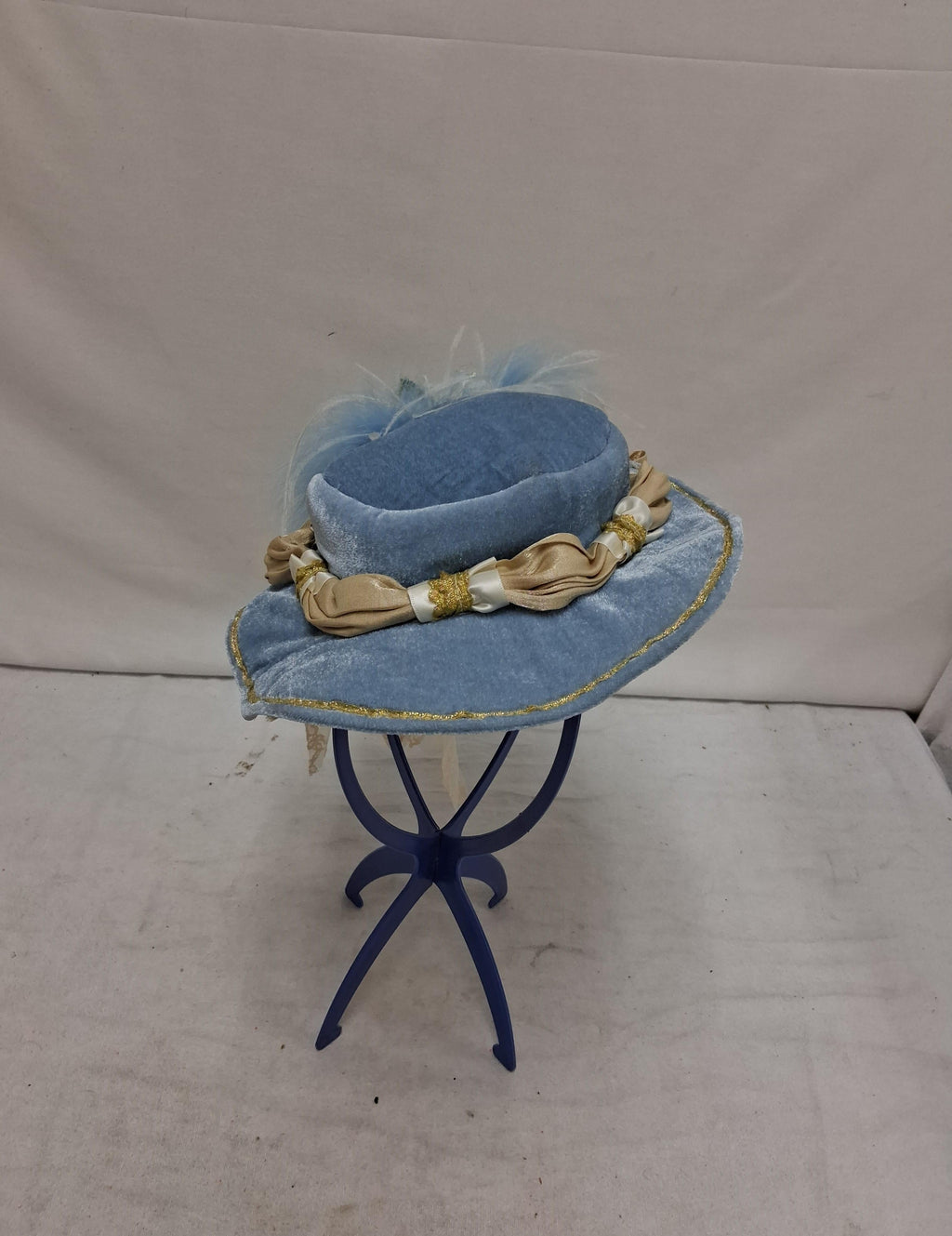 Paradise Blue and Gold Costume Hat with Feathers
