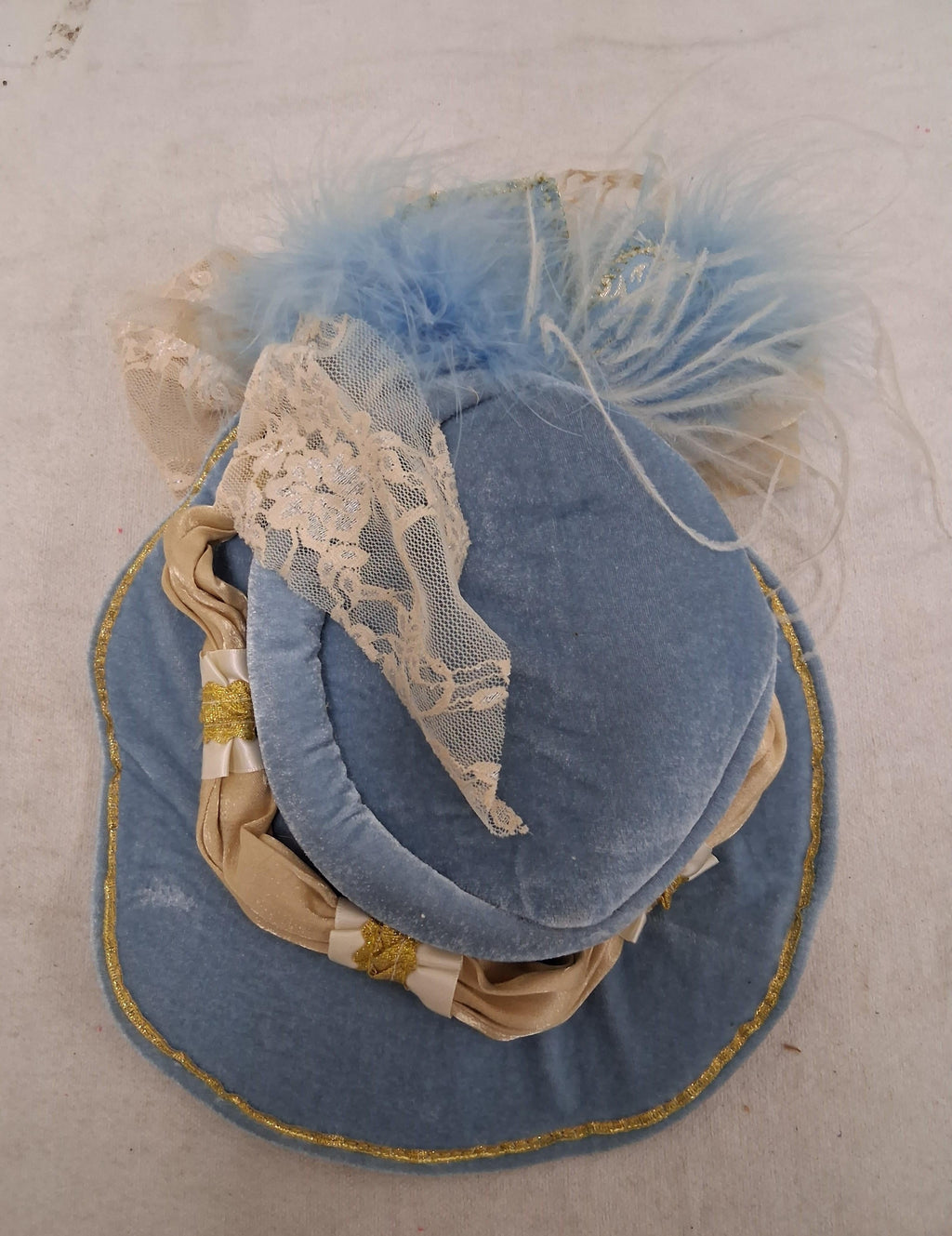 Paradise Blue and Gold Costume Hat with Feathers