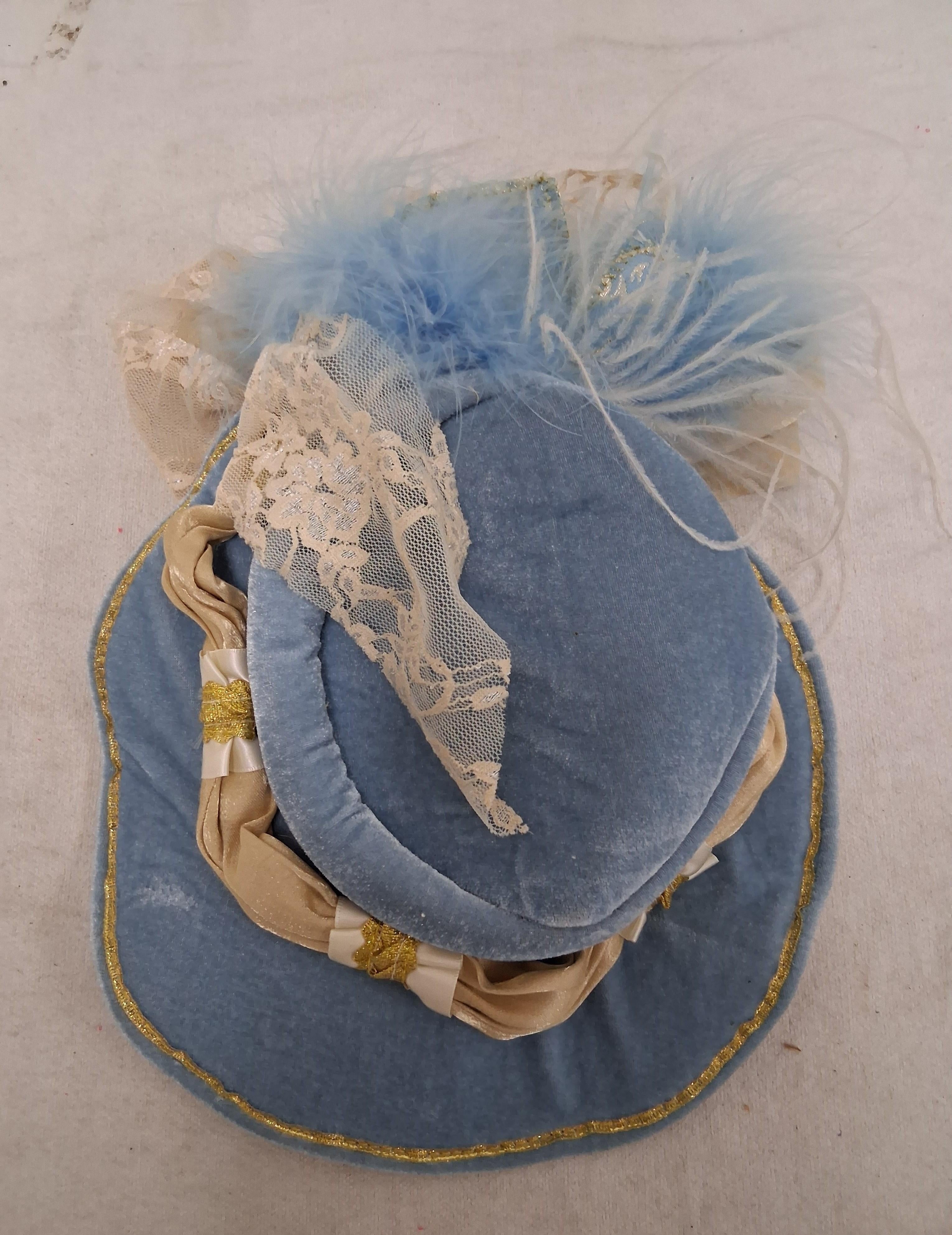 Paradise Blue and Gold Costume Hat with Feathers