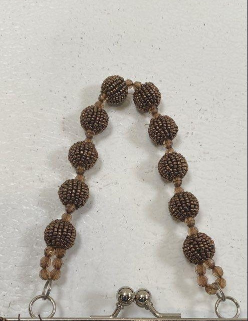 Small Brown Handbag With Beaded Tassels