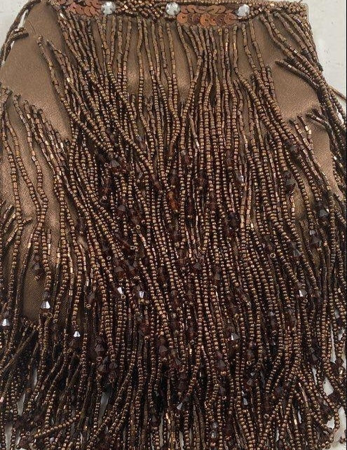Small Brown Handbag With Beaded Tassels