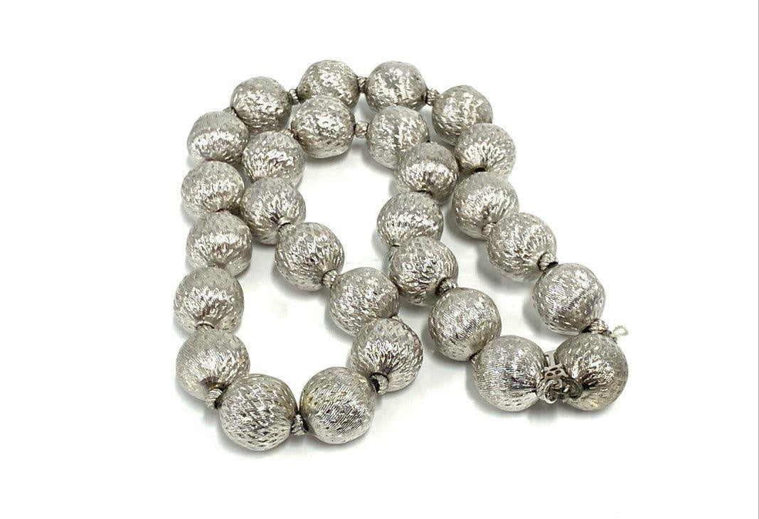 Trifari Silver Tone Ball Bead Necklace, 45.7g