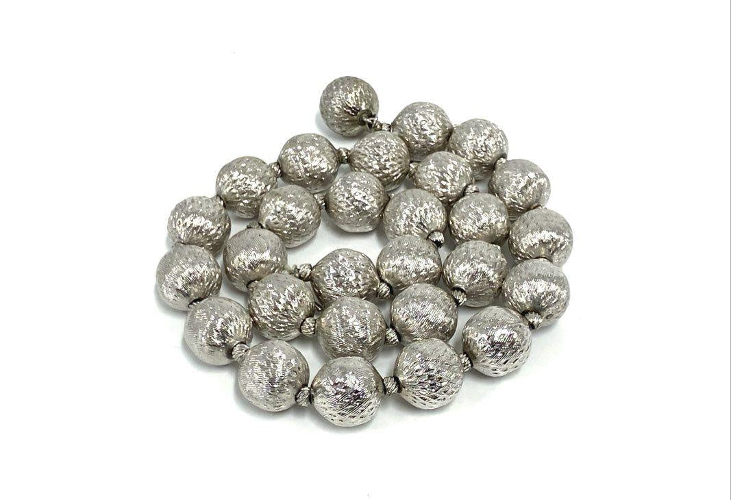Trifari Silver Tone Ball Bead Necklace, 45.7g
