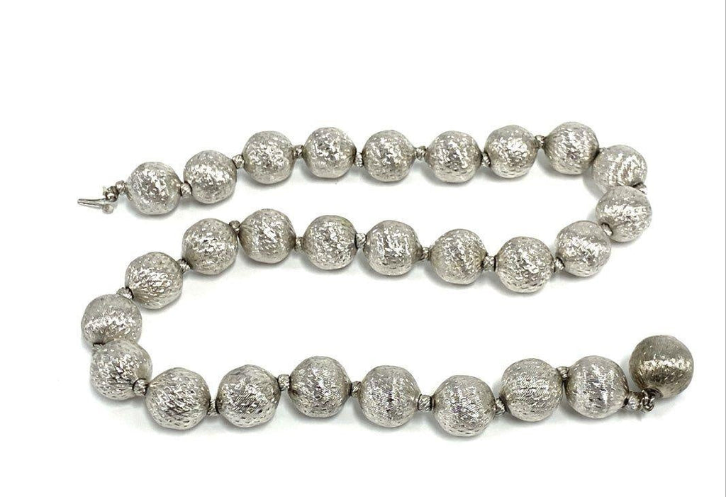Trifari Silver Tone Ball Bead Necklace, 45.7g