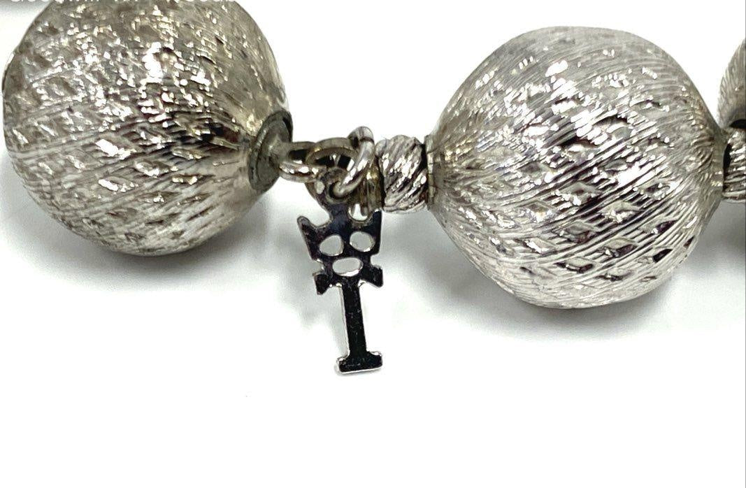 Trifari Silver Tone Ball Bead Necklace, 45.7g