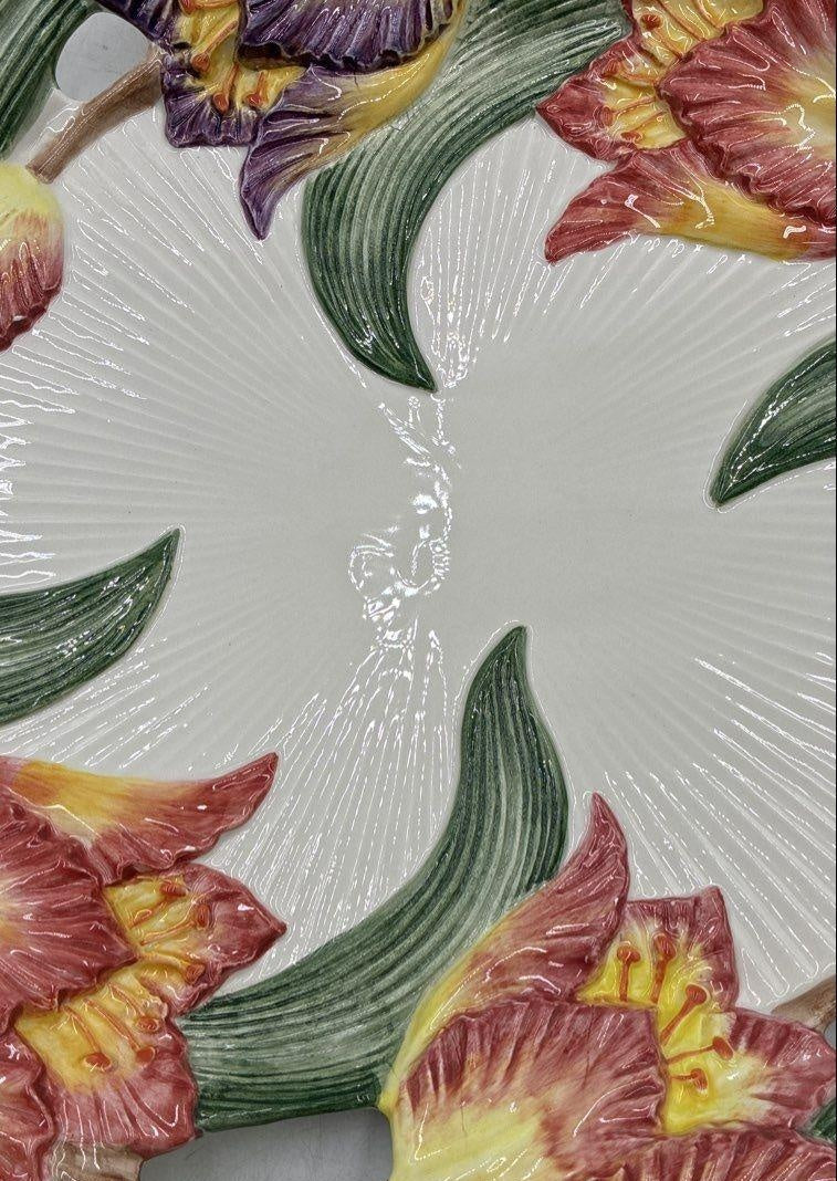 Fitz and Floyd Tulip Floral Ceramic Oval Serving Platter 17 in. Vintage 1994