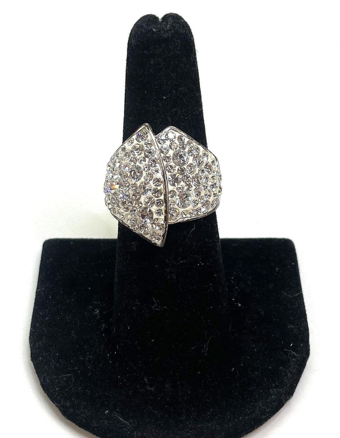 Vintage Brass Silver Tone Icy Wrap Ring 7.3g