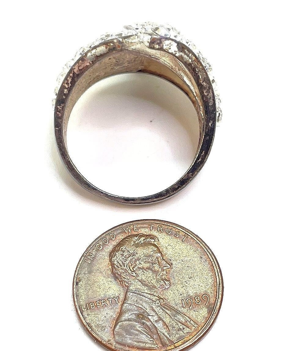 Vintage Brass Silver Tone Icy Wrap Ring 7.3g