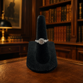 925 Sterling Silver Cocktail Moissanite CZ Accent 7.4mm Ring Size 5 1.8g