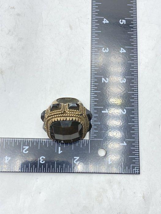 Vintage-Style Antiqued Statement Fashion Ring with Glass Stones Size 6