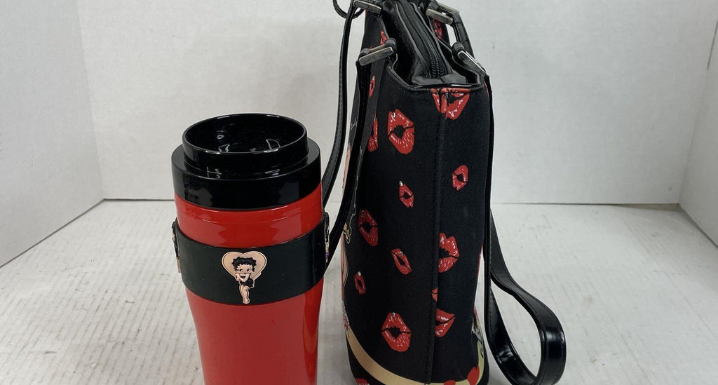 (fixed) Red Black Vintage Thermos Betty Boop Shoulder Bag Bundle Lot