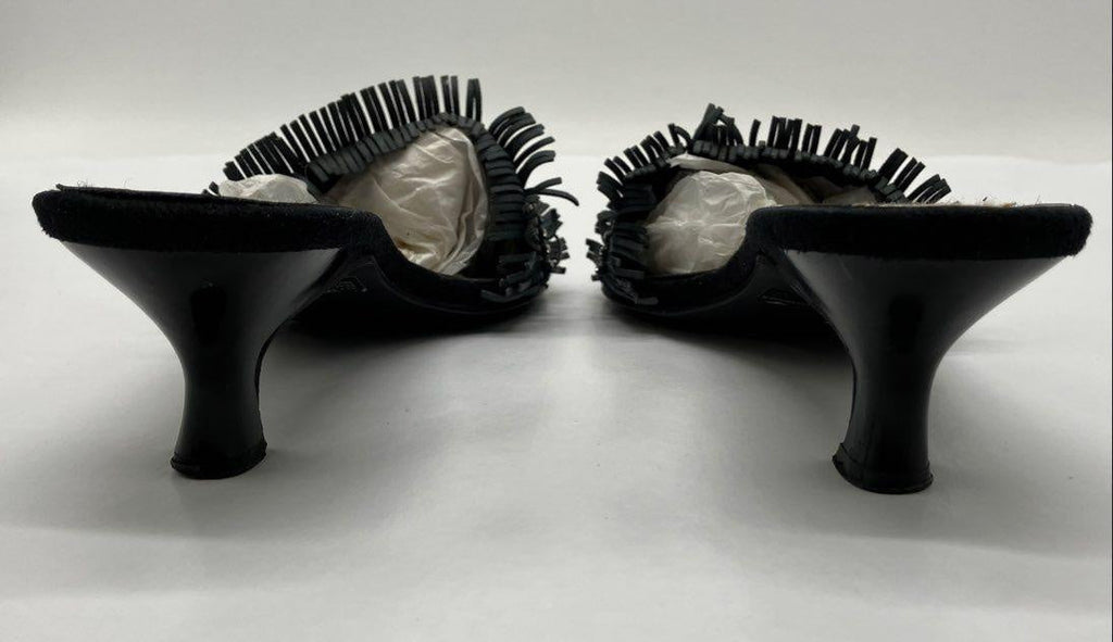 Arteffects Black Fringe Heeled Sandals Size 8