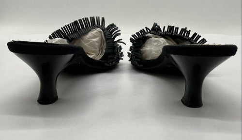 Arteffects Black Fringe Heeled Sandals Size 8