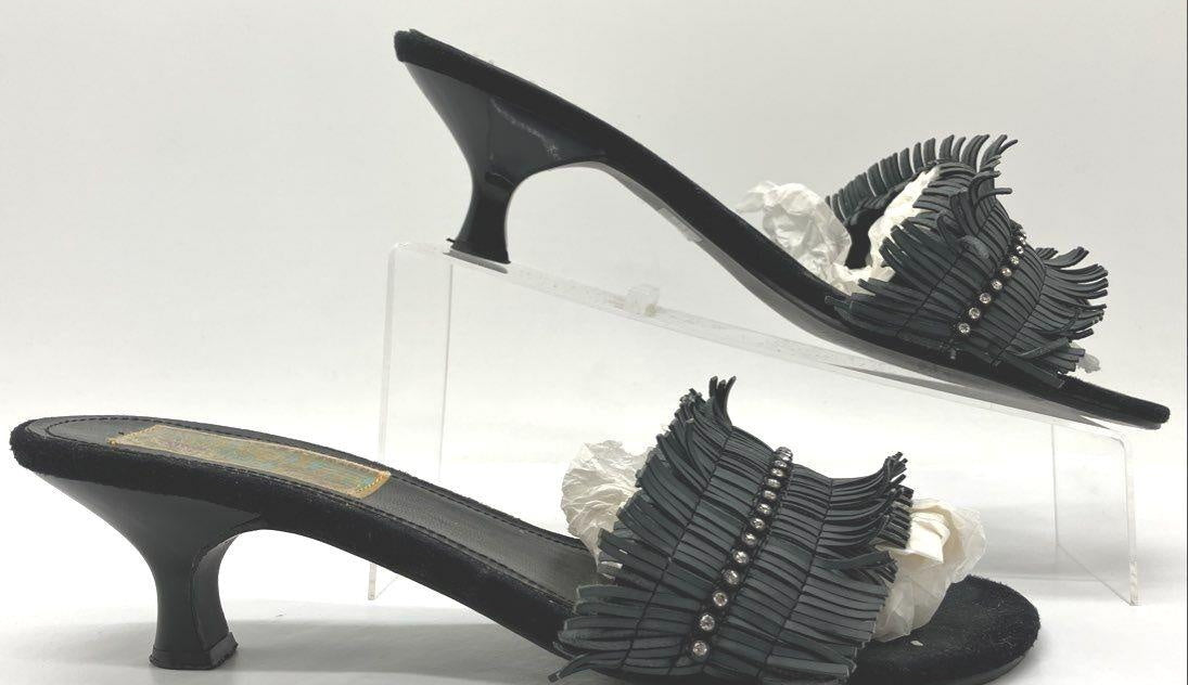 Arteffects Black Fringe Heeled Sandals Size 8