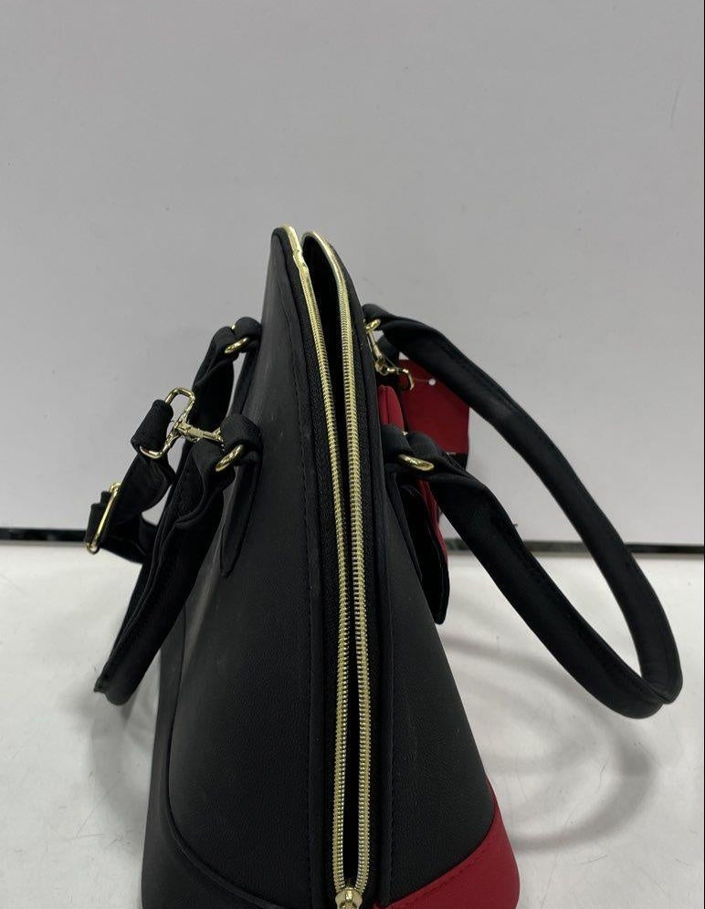 Black Mickey Mouse Satchel Top Handle Bag With Detachable Strap