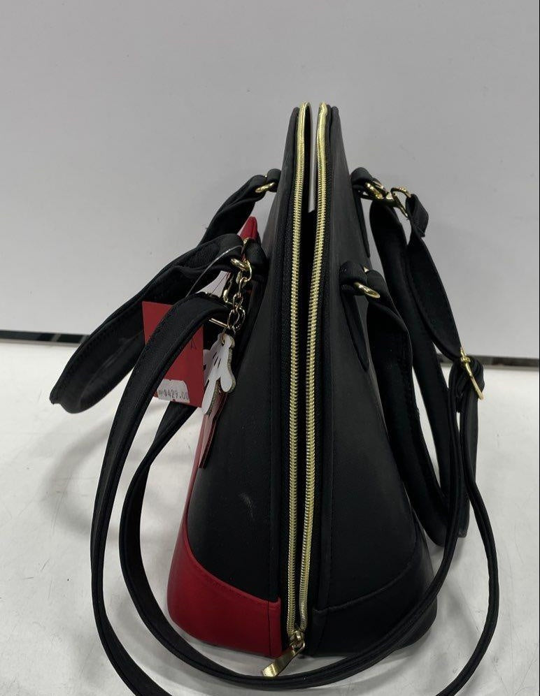Black Mickey Mouse Satchel Top Handle Bag With Detachable Strap