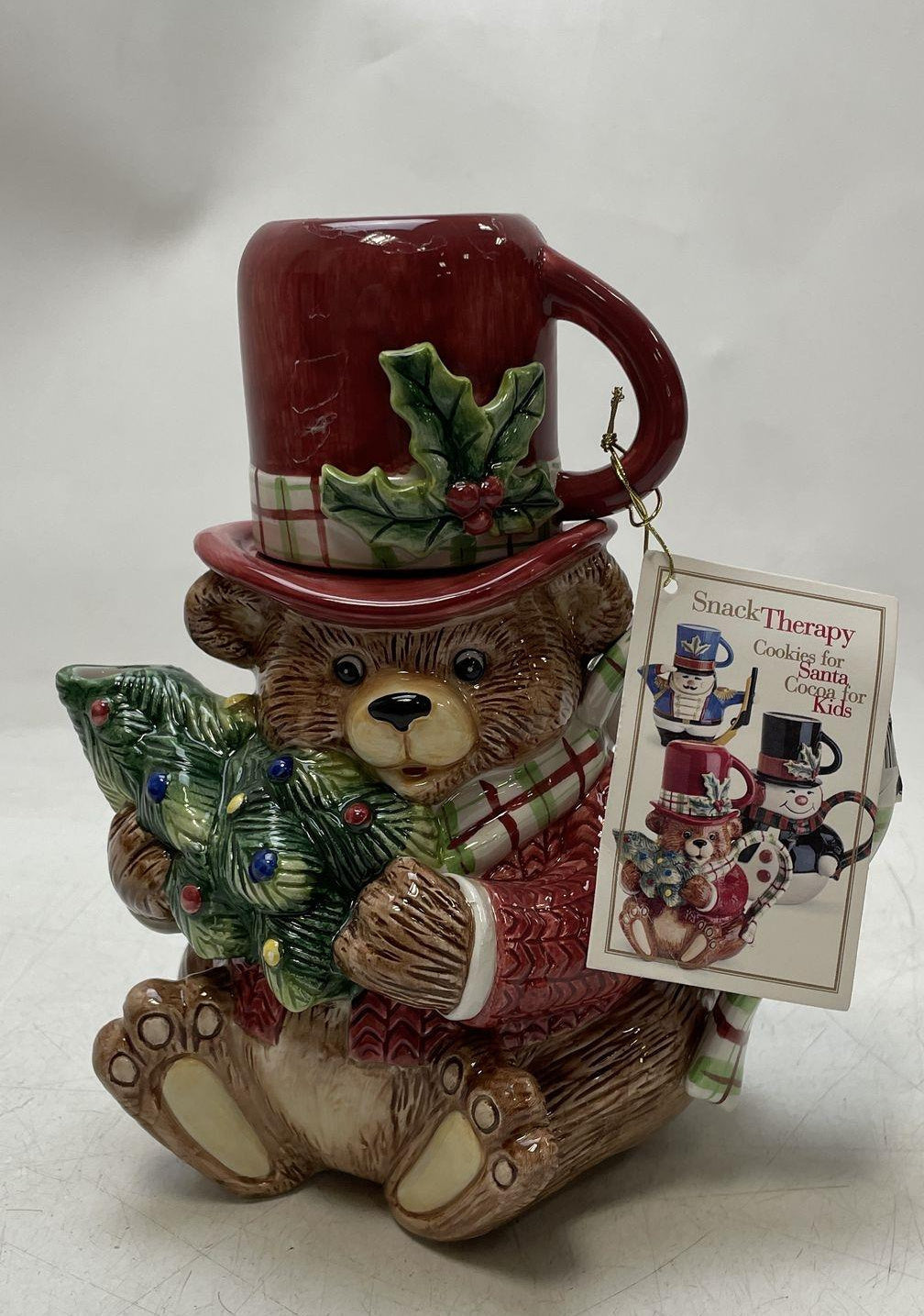 Fitz and Floyd Essentials Christmas Bear Teapot With Mug Lid Snack Therapy