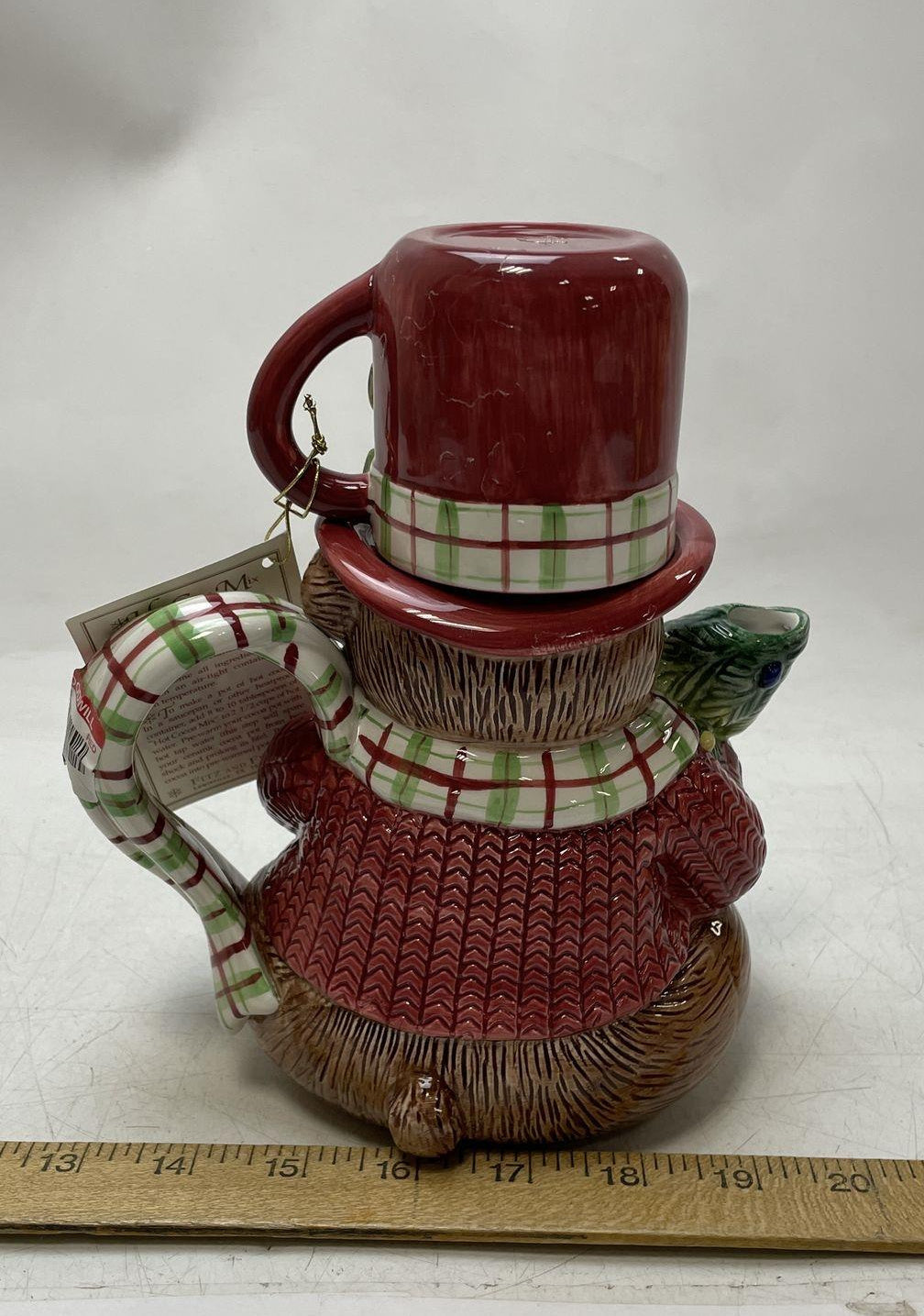 Fitz and Floyd Essentials Christmas Bear Teapot With Mug Lid Snack Therapy