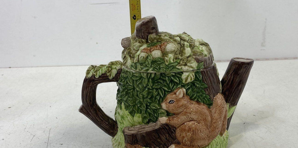 The Village Green Ceramic Teapot with Trees and Squirrels, 6 In. H