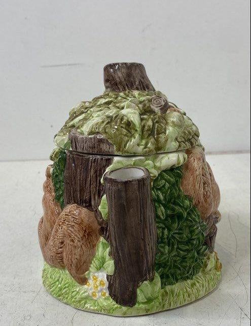 The Village Green Ceramic Teapot with Trees and Squirrels, 6 In. H