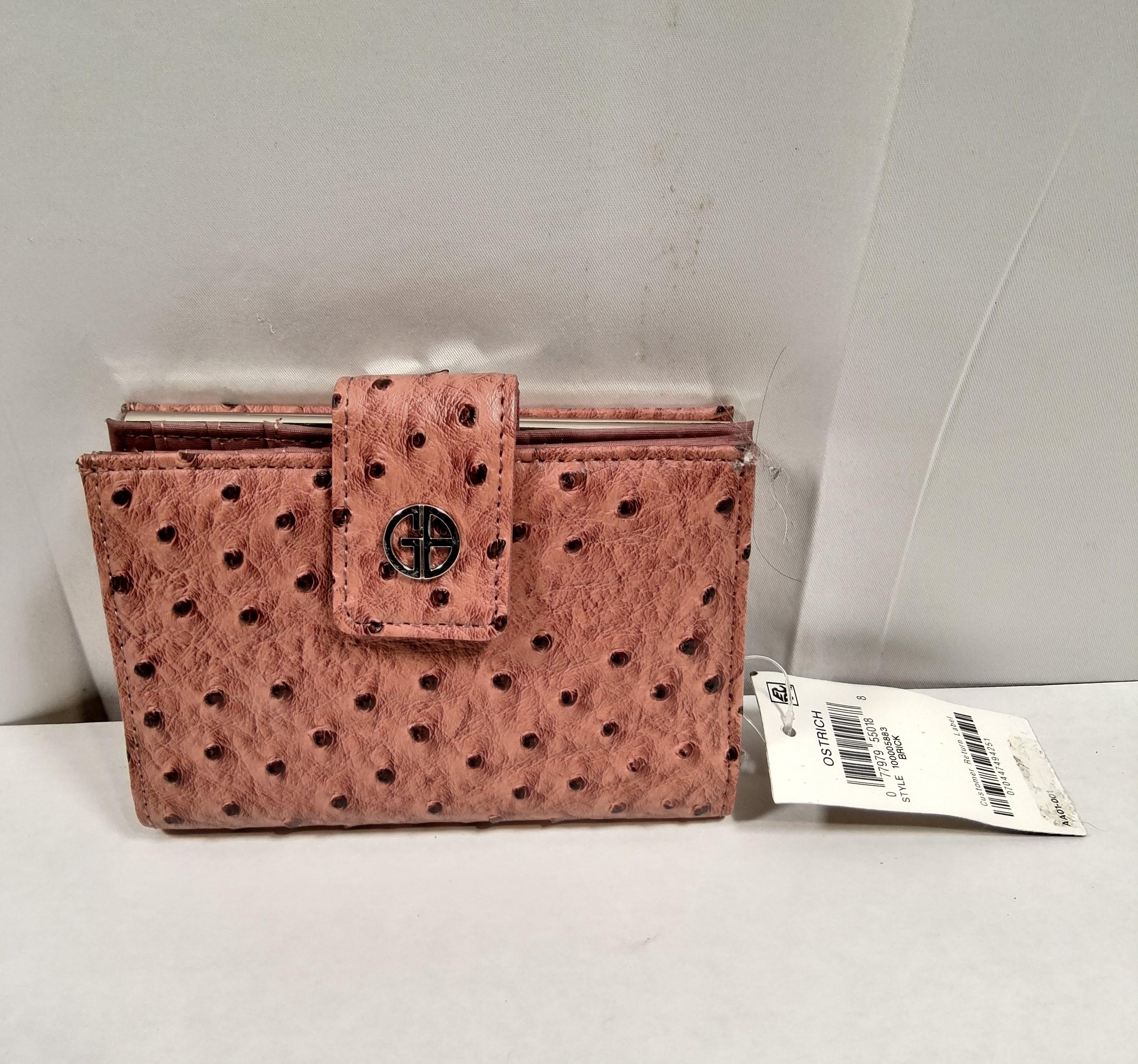 Giani Bernini Brick Faux Ostrich Leather Wallet