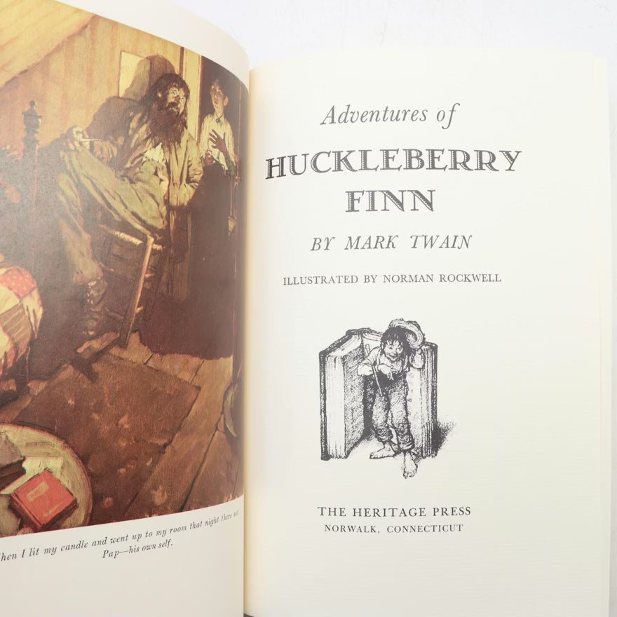 Adventures of Huckleberry Finn Mark Twain 1968 Heritage Press Rockwell Illustrated Slipcase Edition